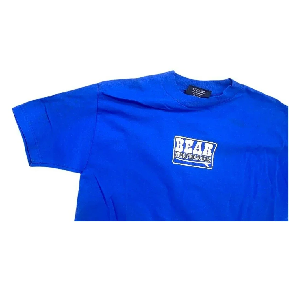 Bear Surfboards Shirt Men Size Medium Blue Logo USA Made Y2K 1990's Surf Graphic - Picture 5 of 7